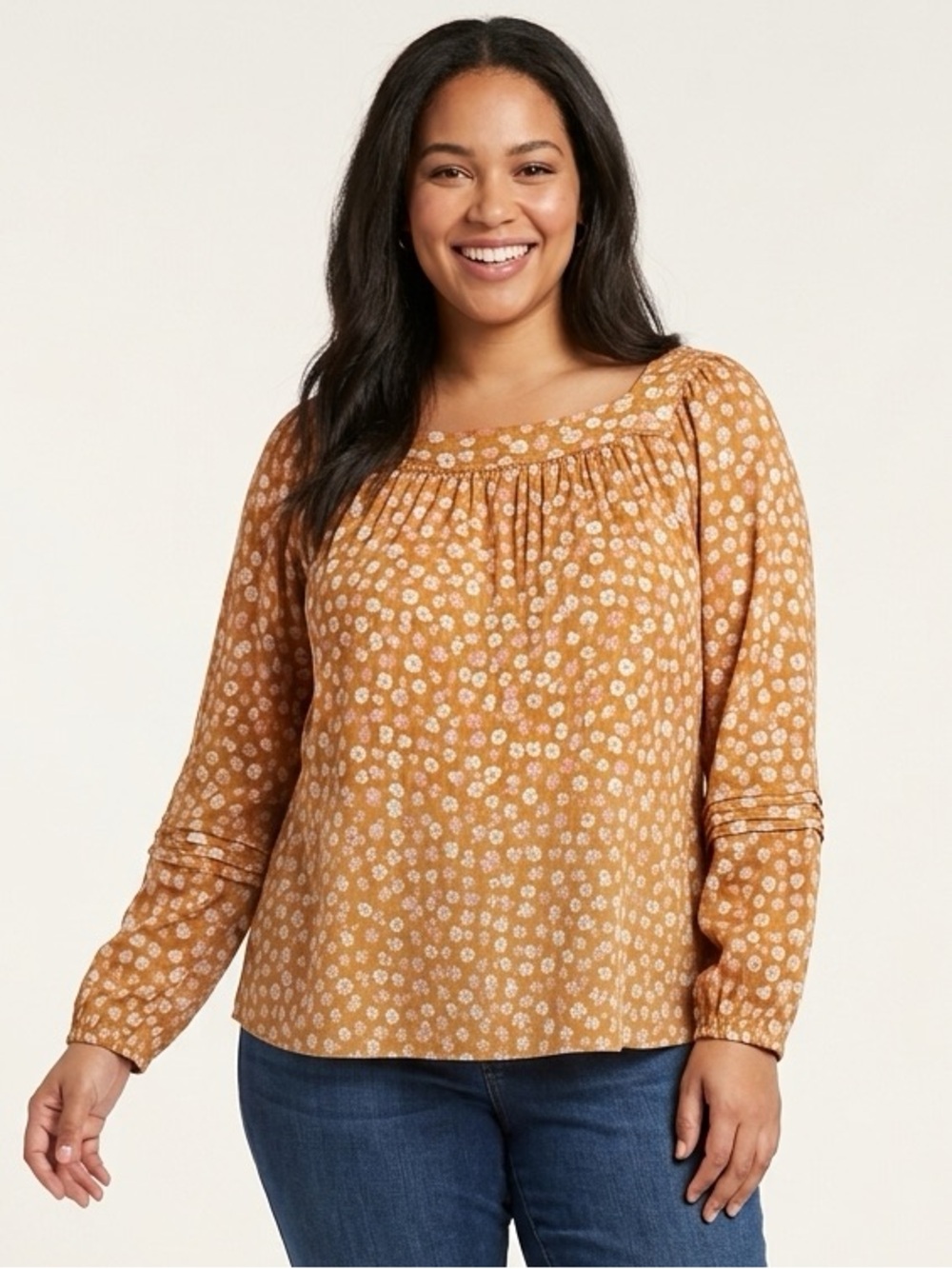 Lauren Conrad Floral Blouse in Orange & Pink XL Like New